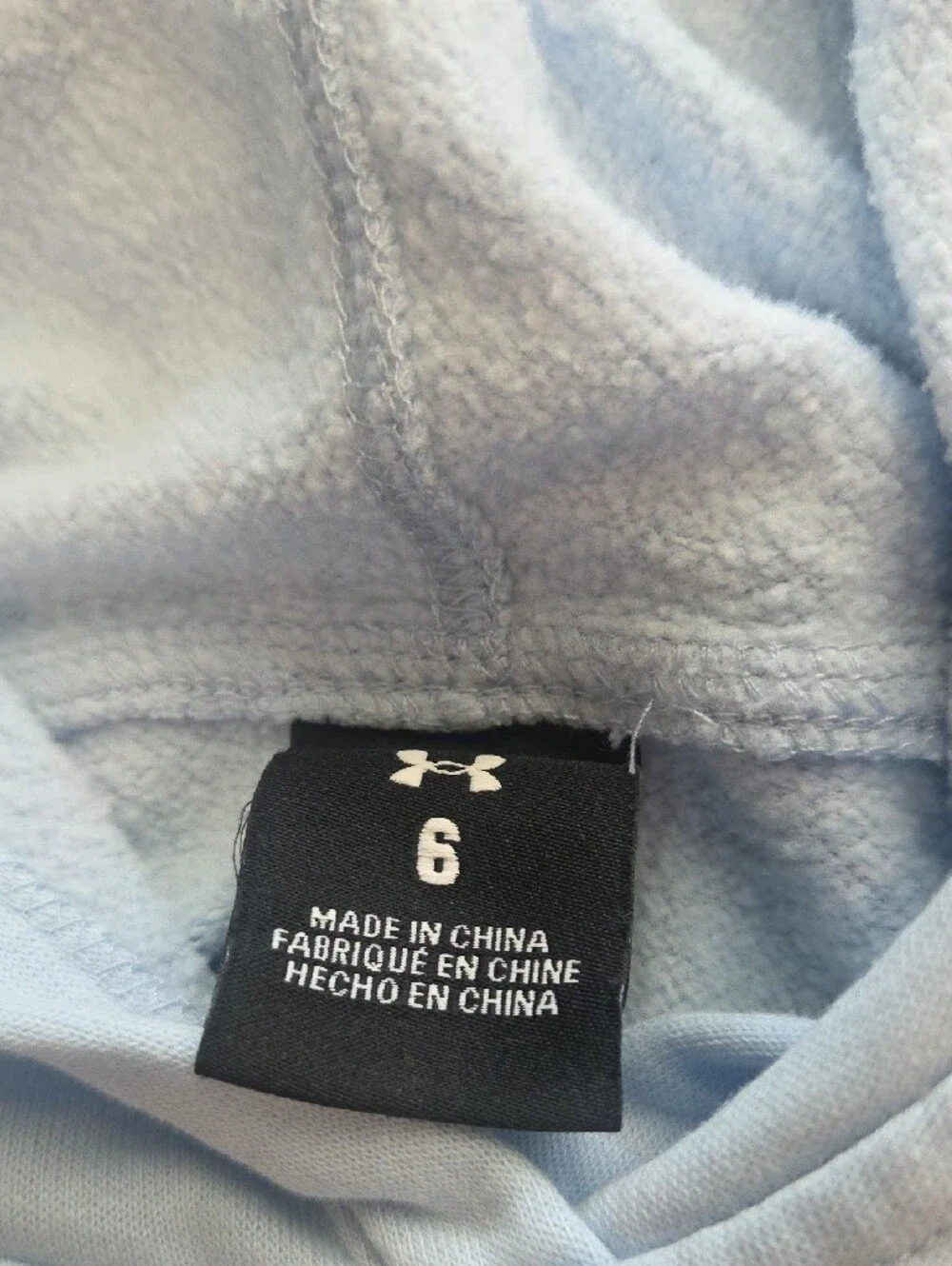 Under Armour Girls Pale Blue Hooded Pullover with Iridescent Logo